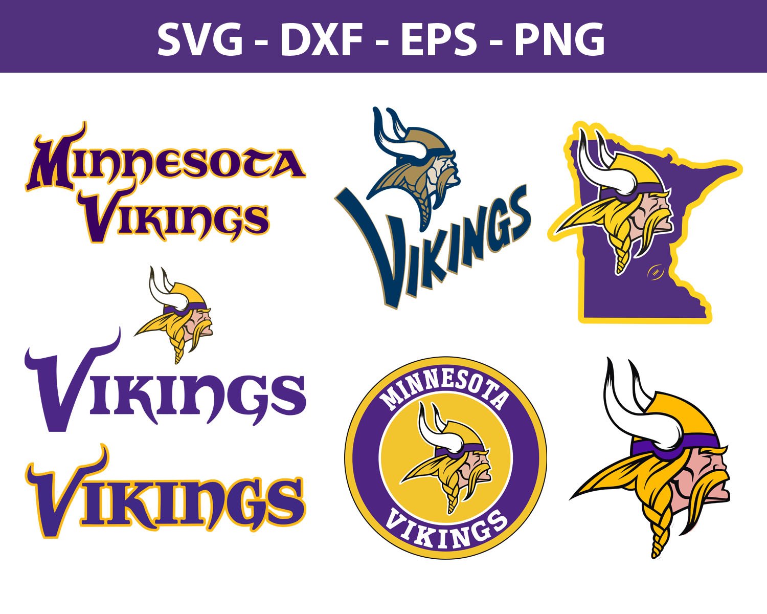 Minnesota Vikings Football Bundle Logo SVG for Cutting with Cricut