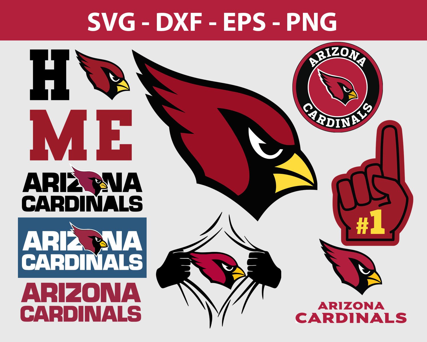 New Arizona Cardinals Football Bundle Logo SVG For Cutting With Cricut