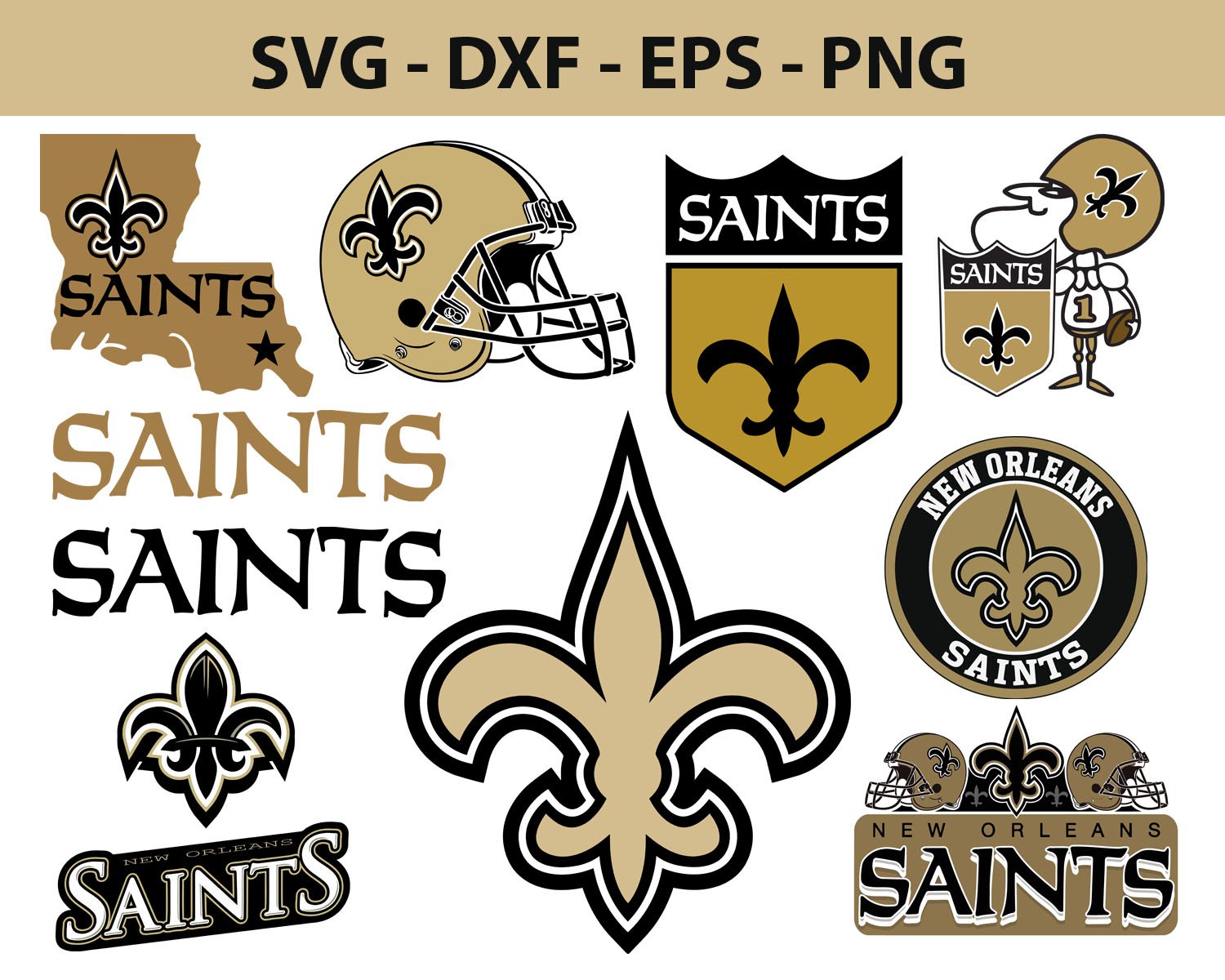 New - New Orleans Saints Football Bundle Logo SVG For Cutting With Cricut