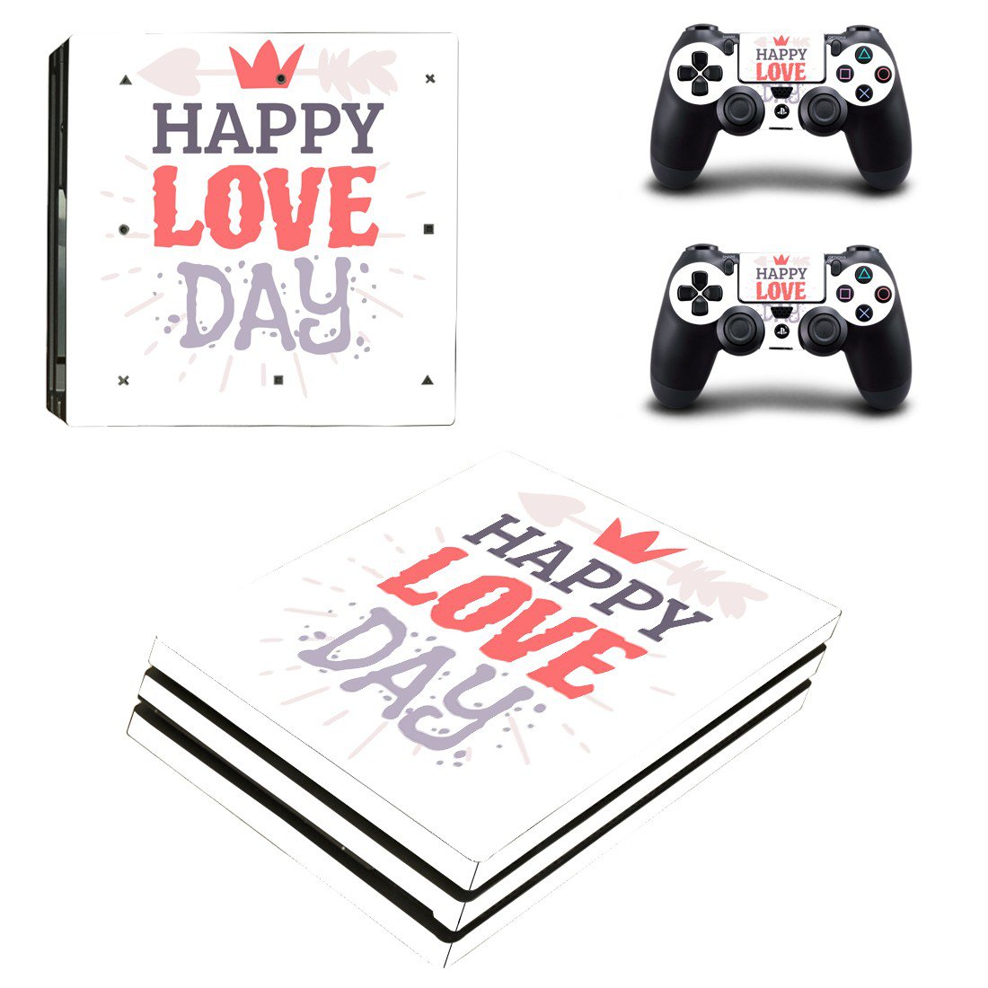 Happy Love Day decal skin for PS4 Pro Console & Controllers