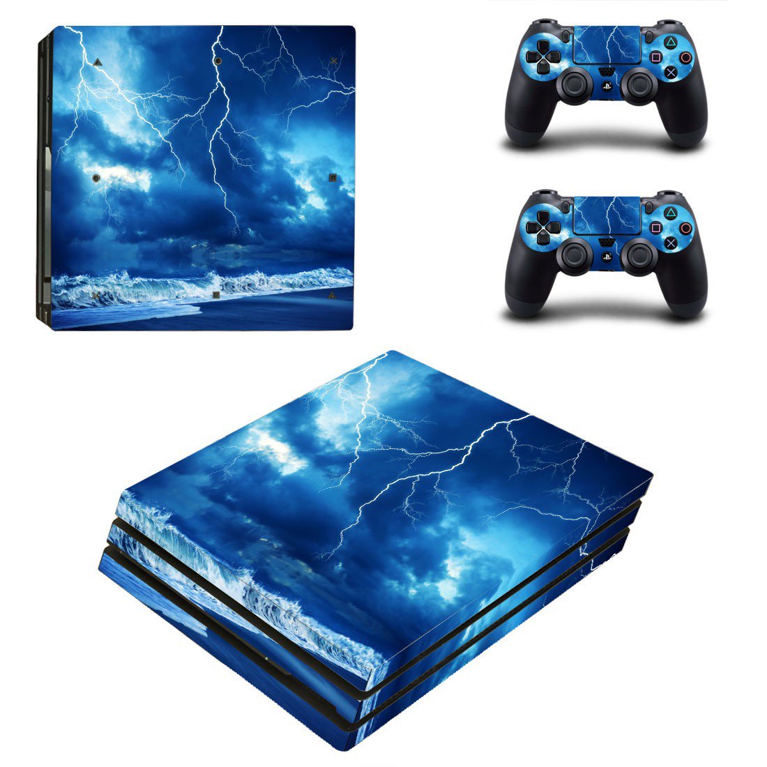 Thunder lightings decal skin for PS4 Pro Console & Controllers