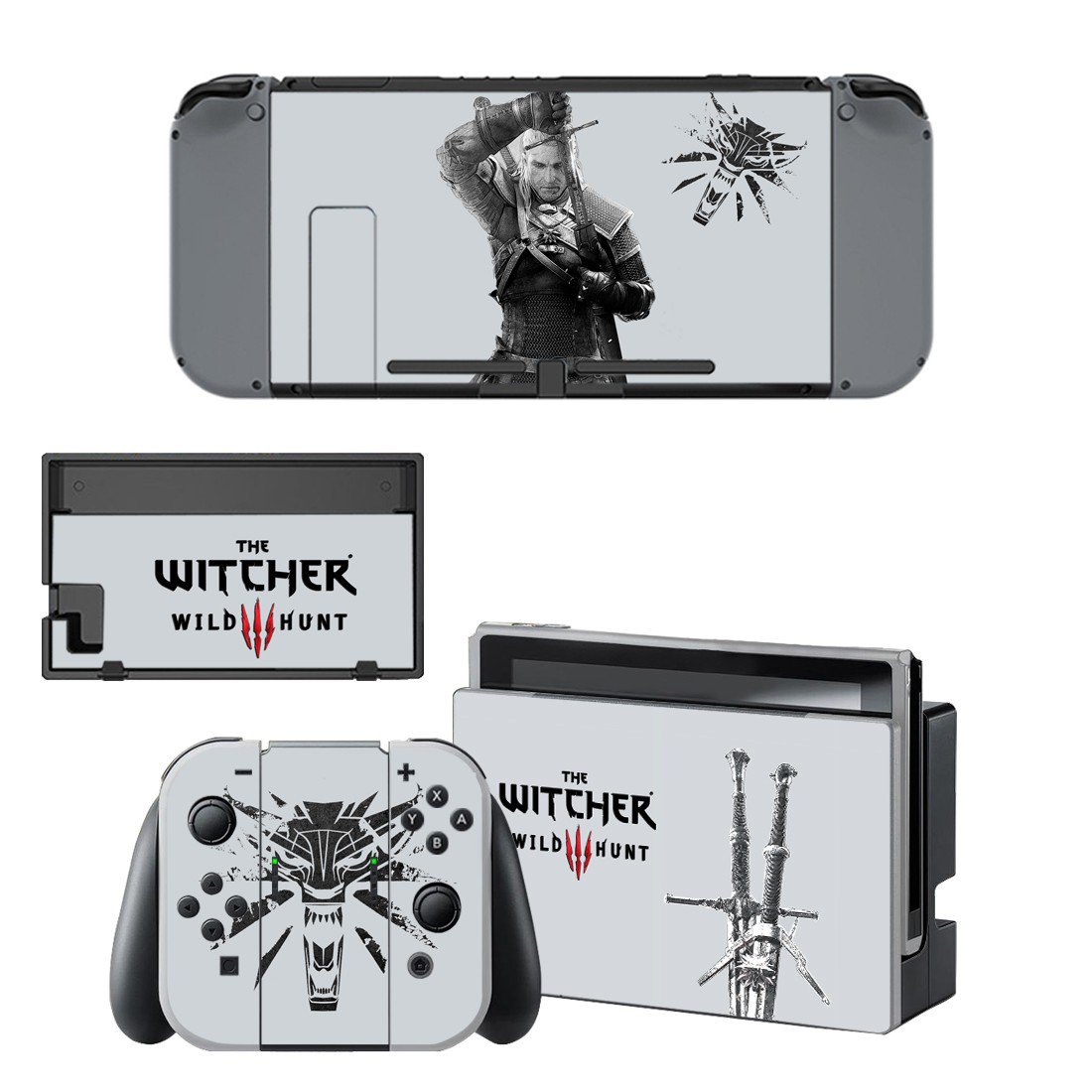 The Witcher wild Hunt decal skin for Nintendo Switch Console & Controllers