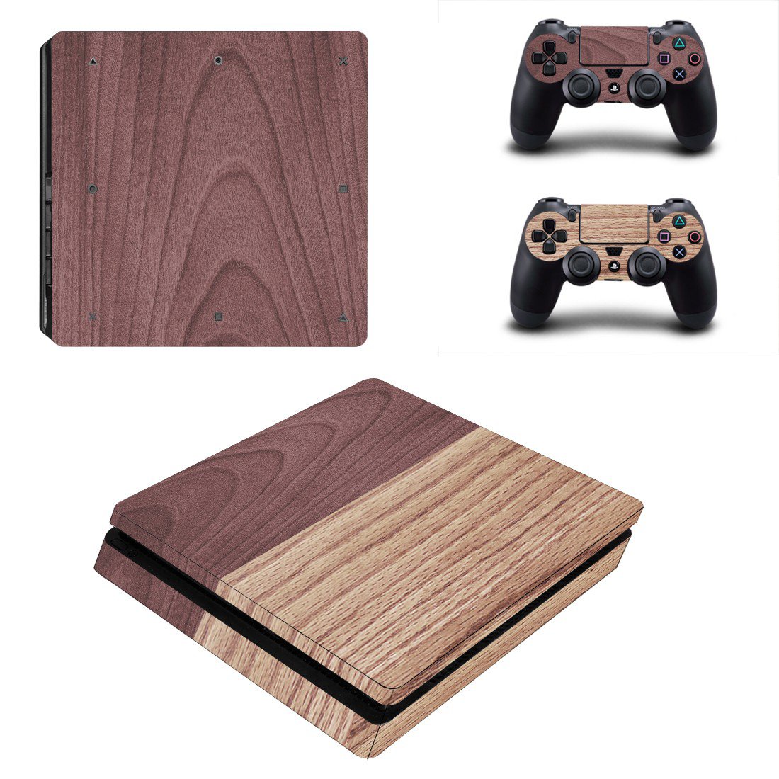 Wood Board decal skin for PS4 Slim Console & Controllers