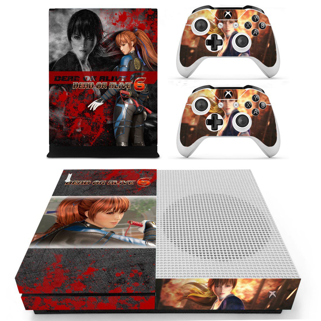 Dead or Alive 6 decal skin for Xbox One S console and controllers