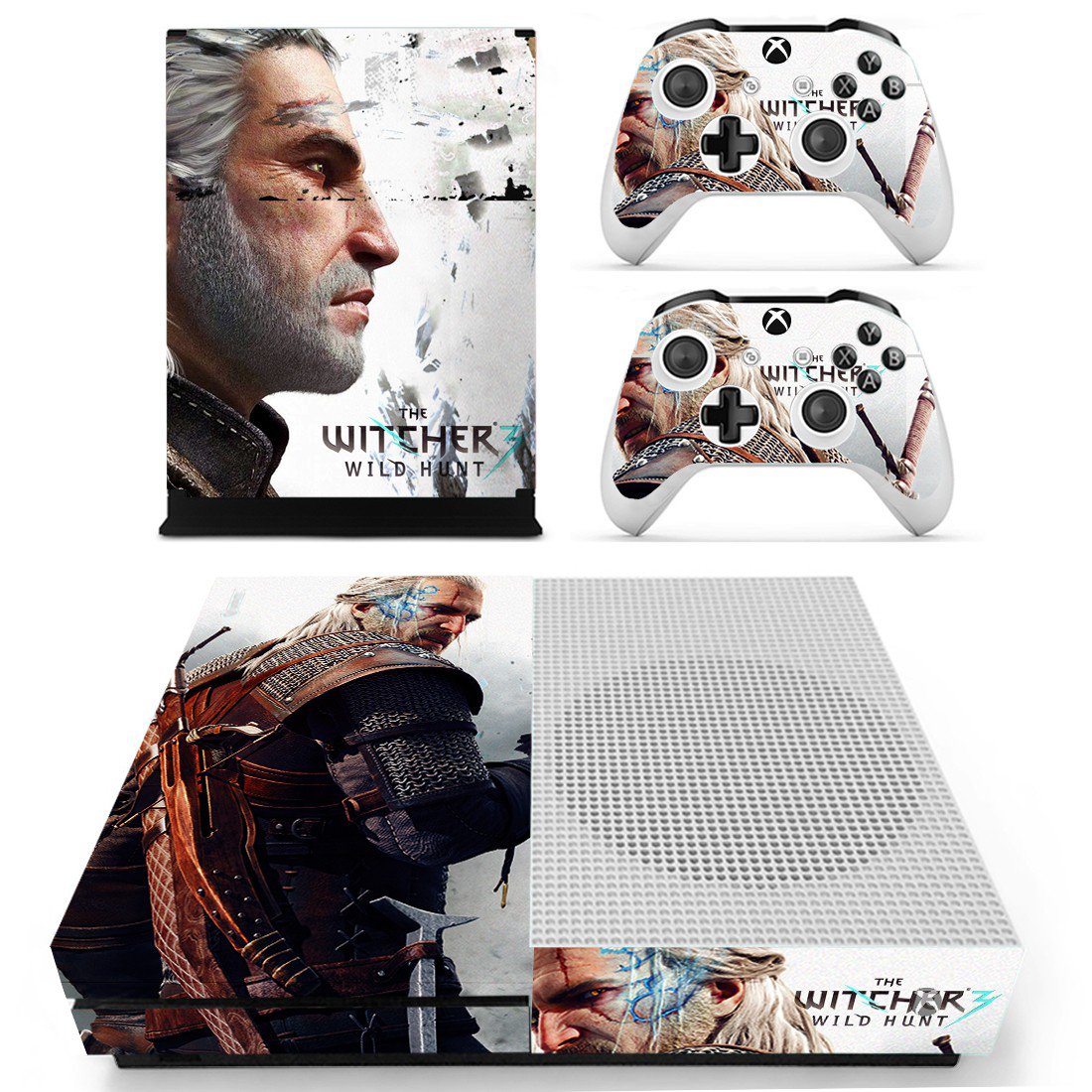 The Witcher wild Hunt decal skin for Xbox One S console and controllers