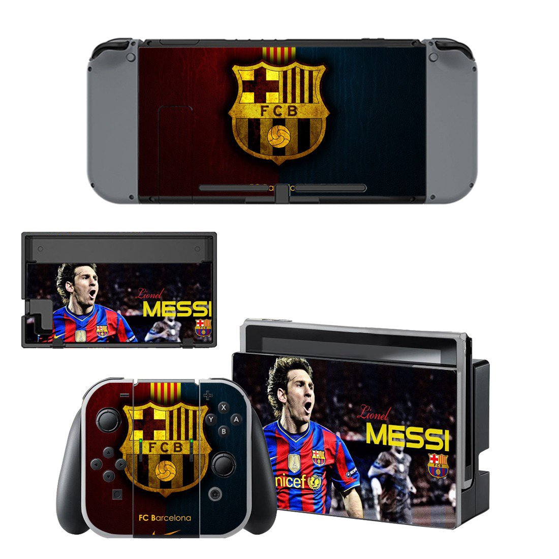 FCB Messi decal skin for Nintendo Switch Console & Controllers