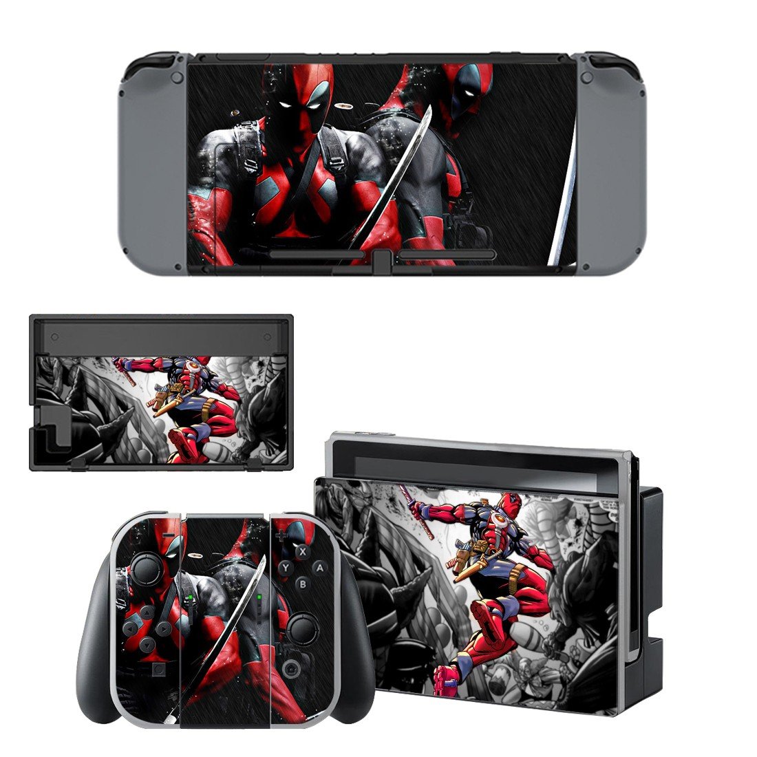 Deadpool decal skin for Nintendo Switch Console & Controllers