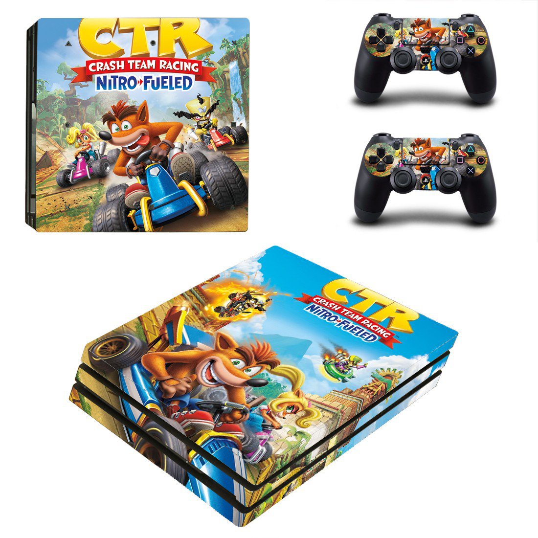 Crash Team Racing Nitro-Fueled decal skin for PS4 Pro Console & Controllers