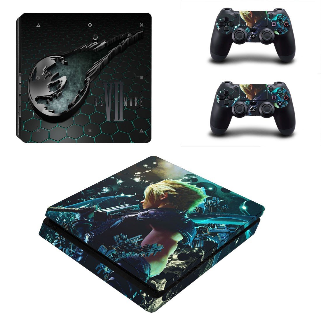 Final Fantasy 7 remake decal skin for PS4 Slim Console & Controllers
