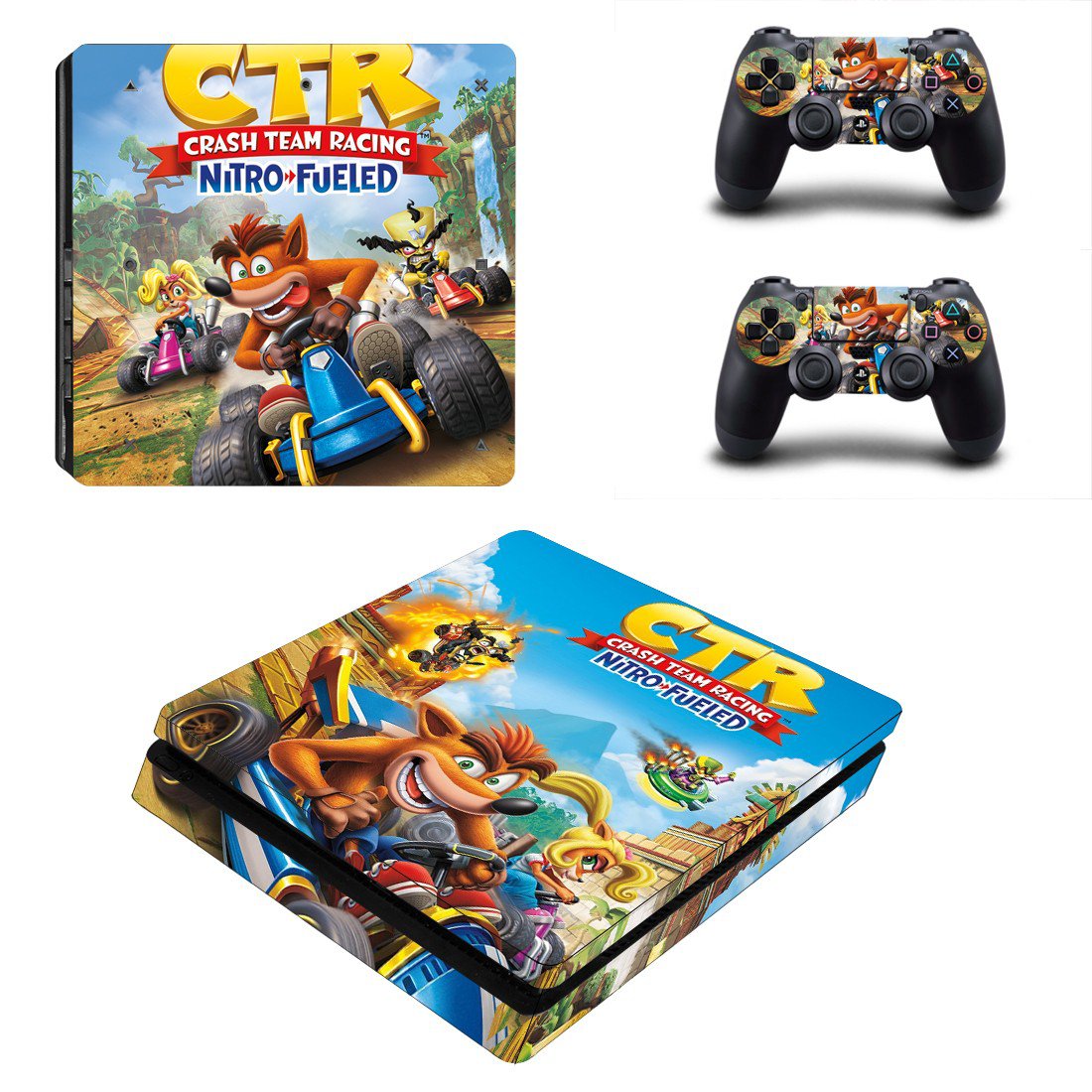 Crash Team Racing Nitro-Fueled decal skin for PS4 Slim Console & Controllers