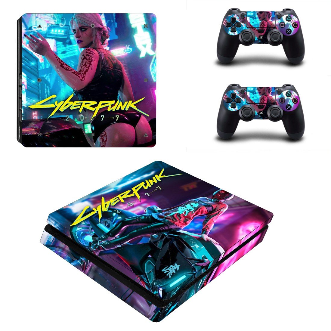 Cyberpunk 2077 decal skin for PS4 Slim Console & Controllers