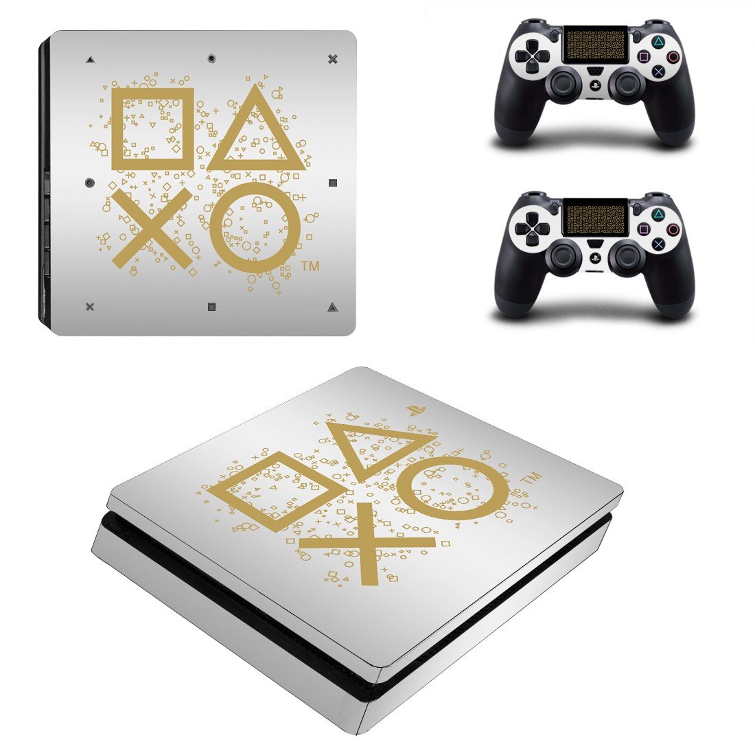 Game Pad abstraction decal skin for PS4 Slim Console & Controllers