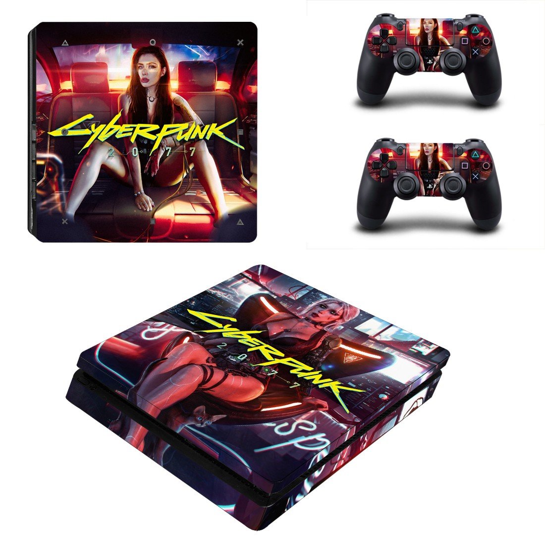 Cyberpunk 2077 decal skin for PS4 Slim Console & Controllers