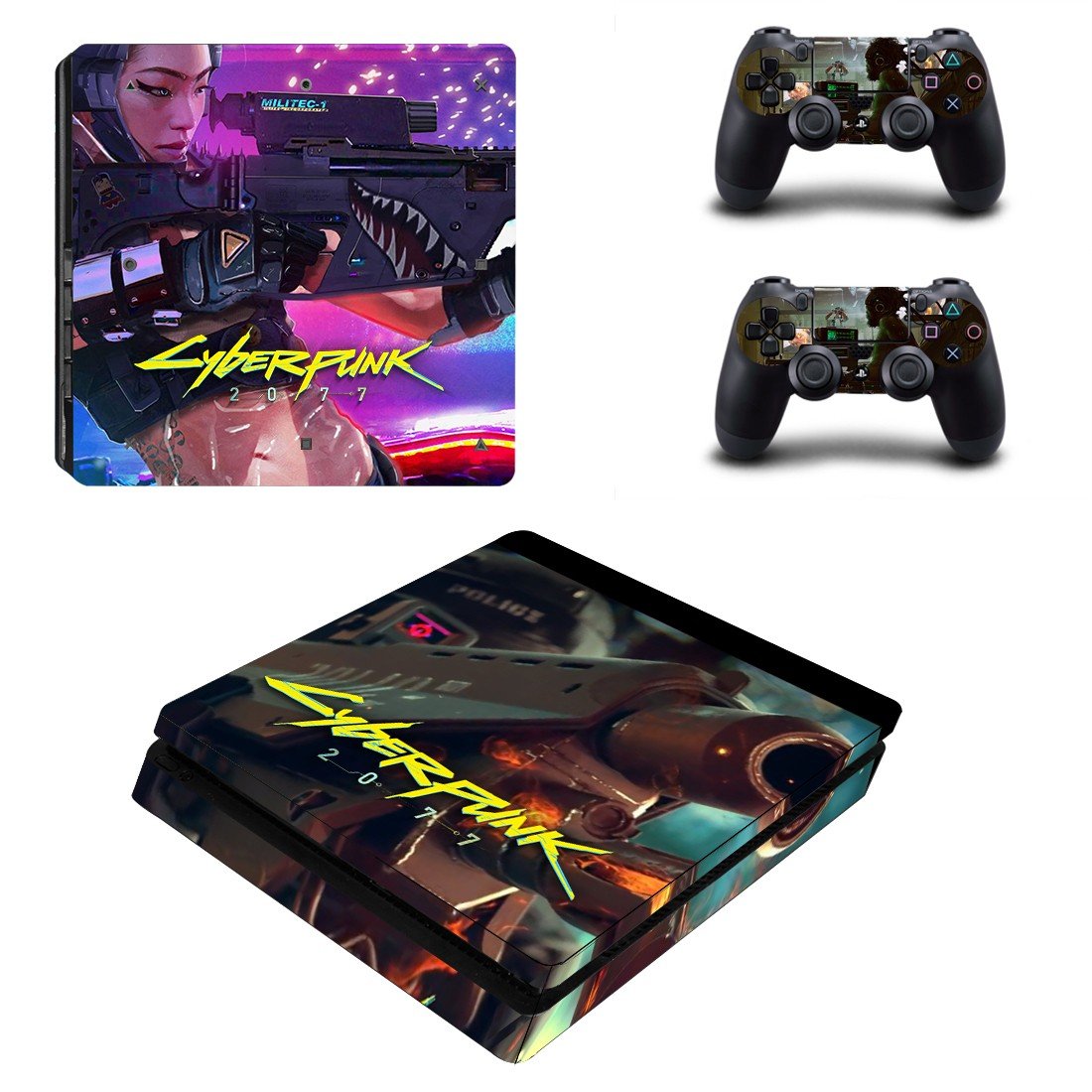 Cyberpunk 2077 decal skin for PS4 Slim Console & Controllers