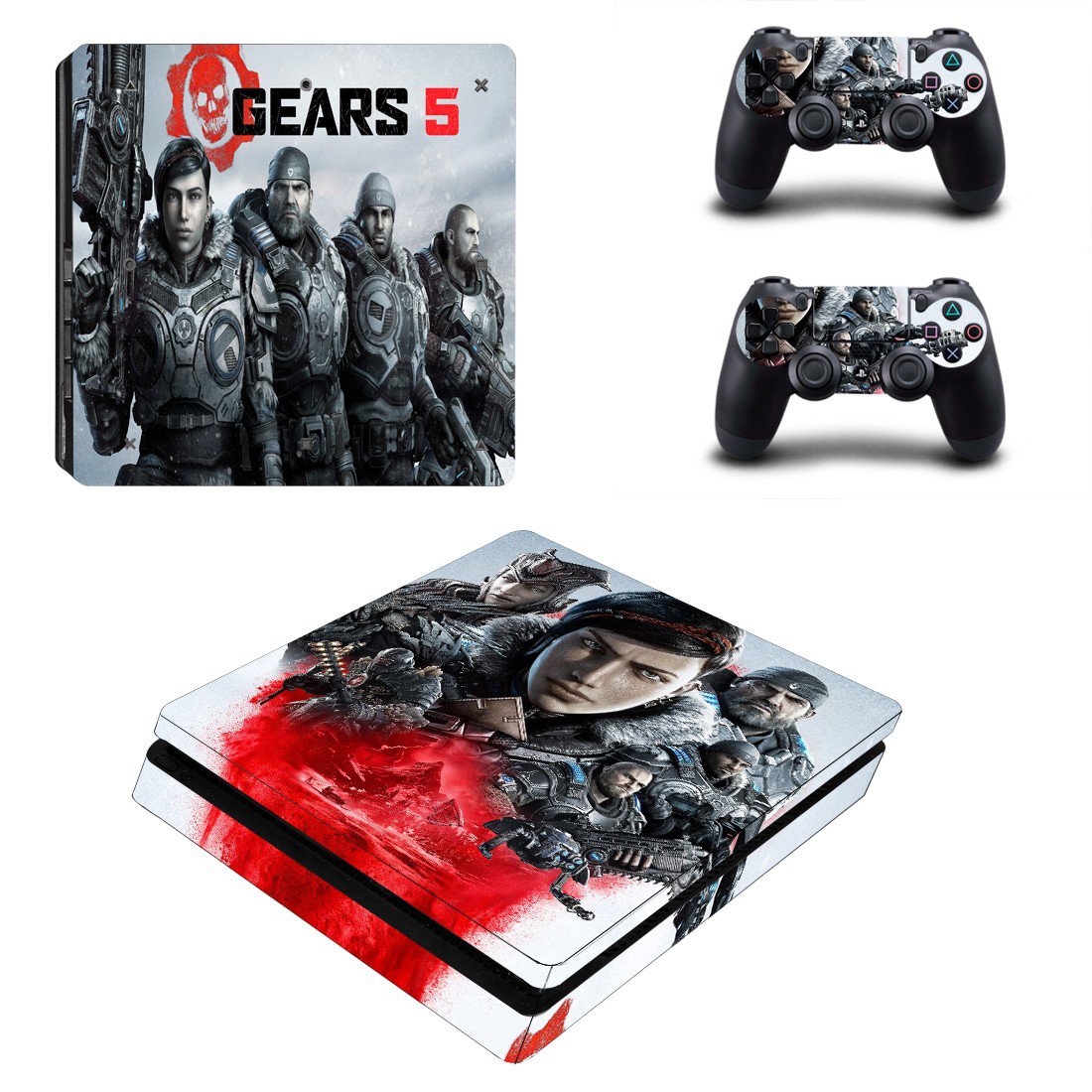 Gears 5 decal skin for PS4 Slim Console & Controllers