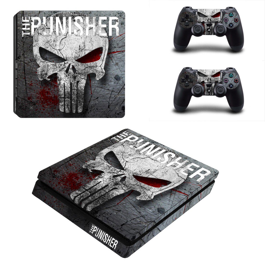 The Punisher decal skin for PS4 Slim Console & Controllers