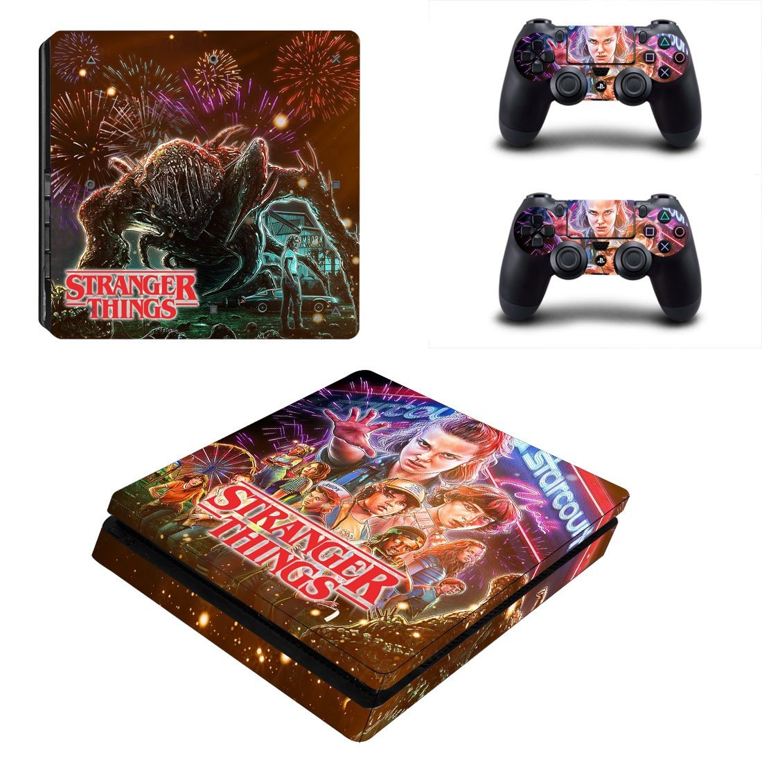 Stranger Things Decal Skin For PS4 Slim Console Controllers