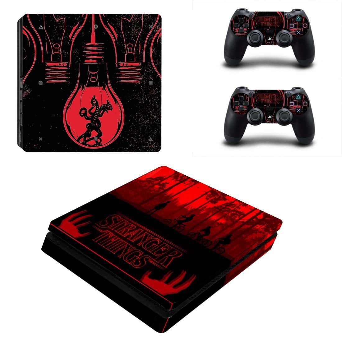Stranger Things decal skin for PS4 Slim Console & Controllers