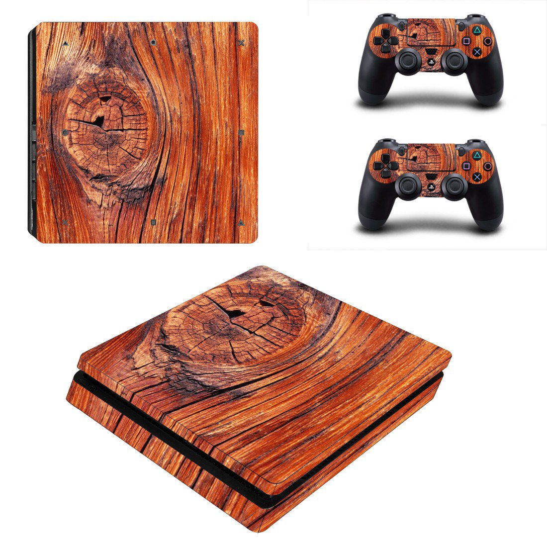 Wooden Board decal skin for PS4 Slim Console & Controllers