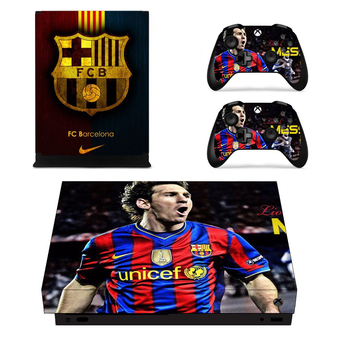 FCB Messi decal skin for Xbox one X Console & Controllers