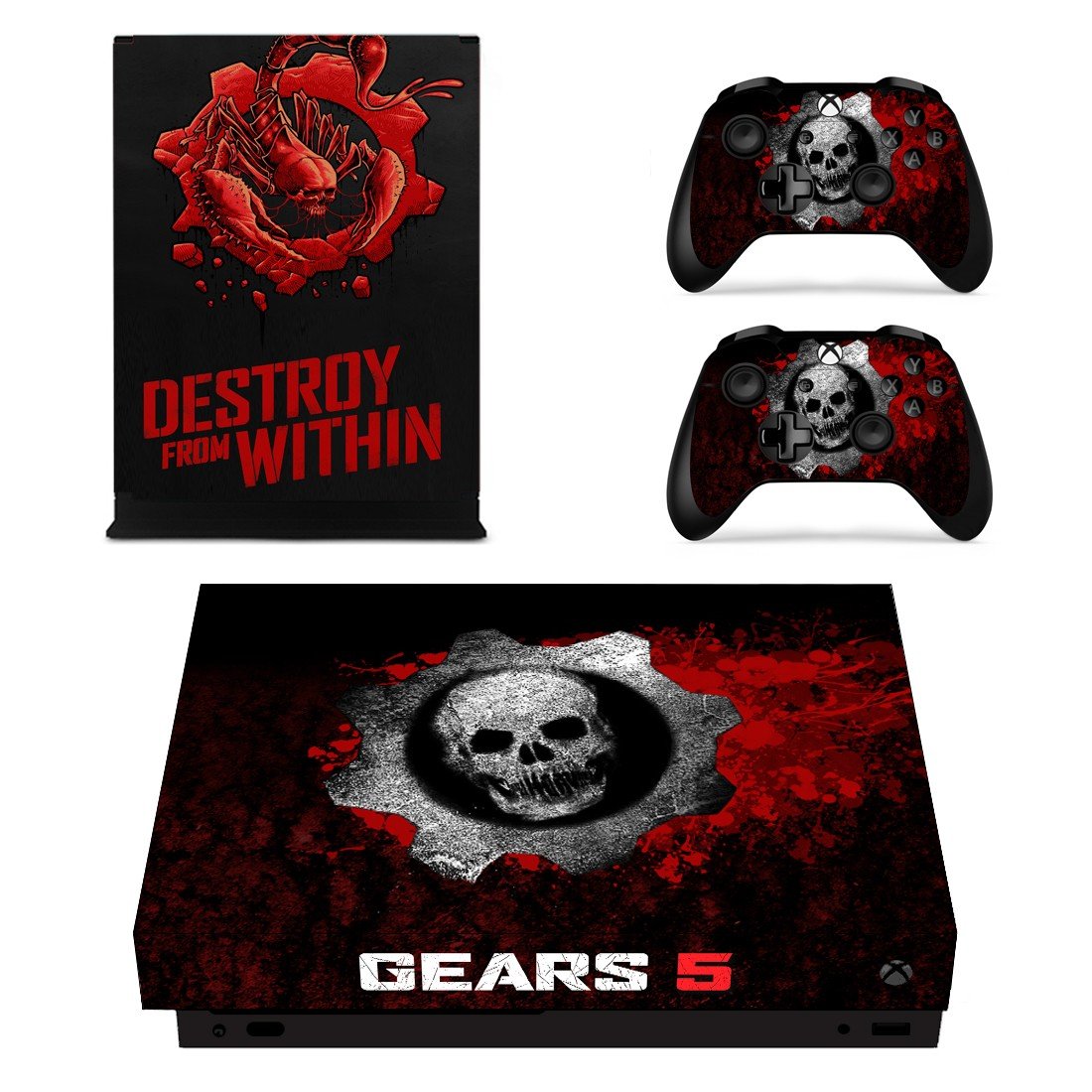 Gears 5 decal skin for Xbox one X Console & Controllers