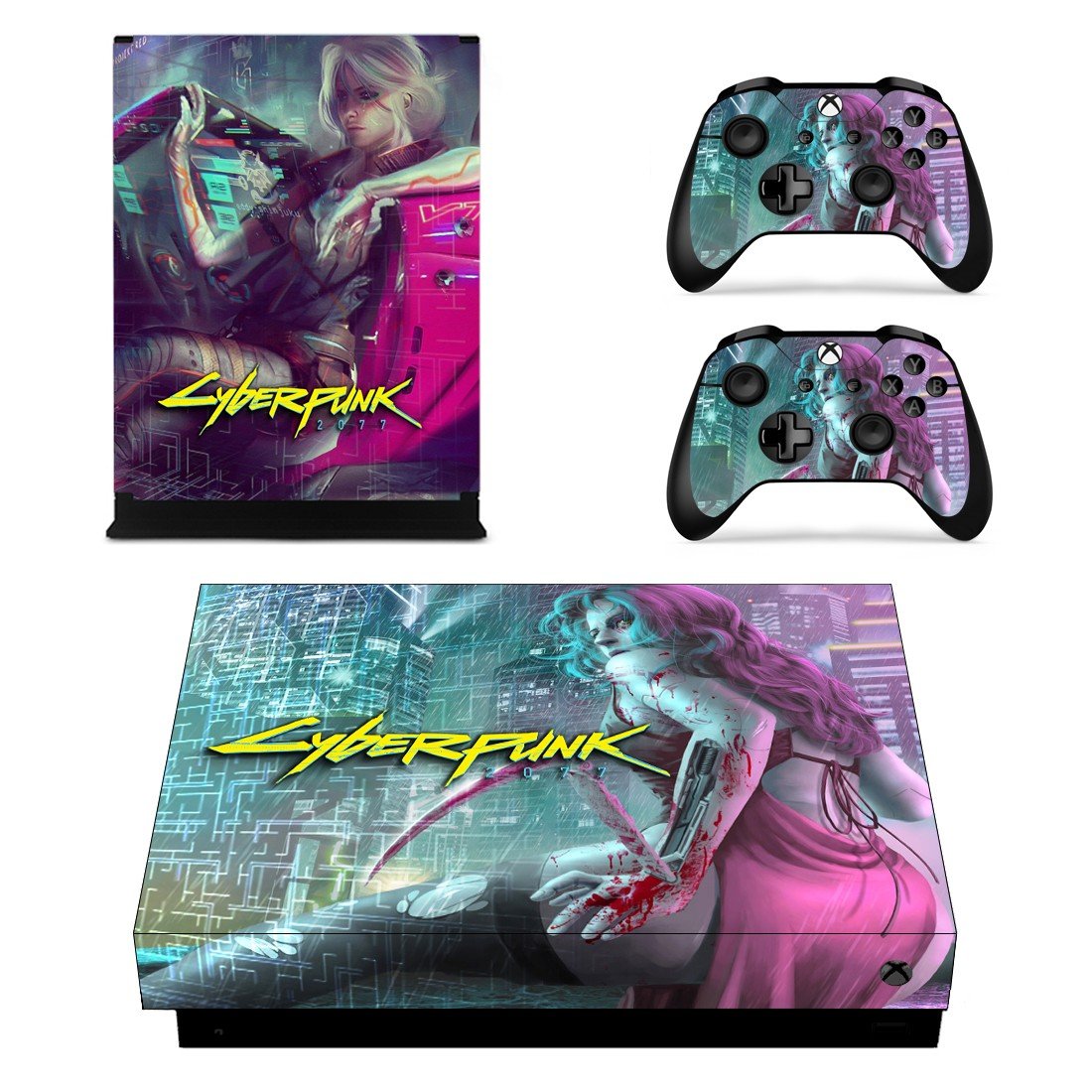 Cyberpunk 2077 decal skin for Xbox one X Console & Controllers