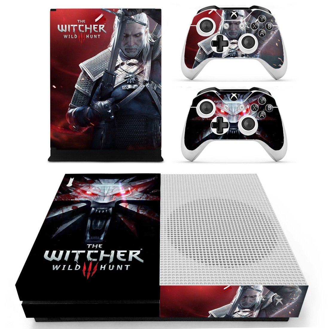 The Witcher wild Hunt 3 decal skin for Xbox One S console and controllers