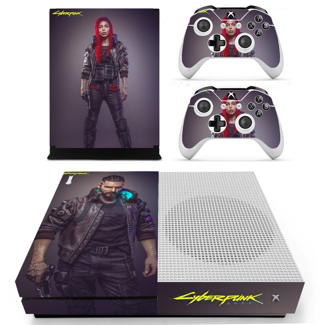 Cyberpunk 2077 decal skin for Xbox One S console and controllers