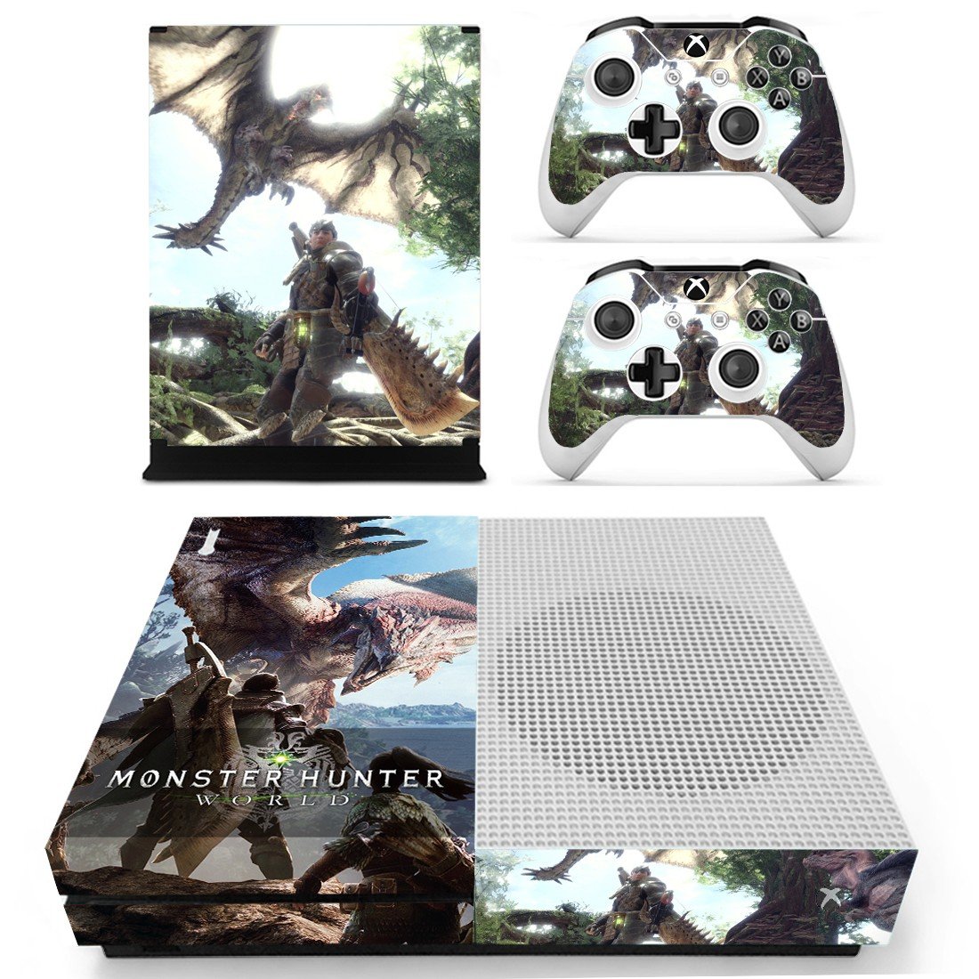 Monster Hunter World iceborne decal skin for Xbox One S console and controllers