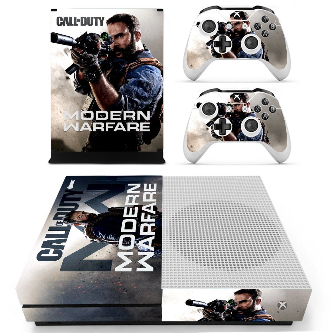 Call of Duty modern warfare decal skin for Xbox One S console and controllers