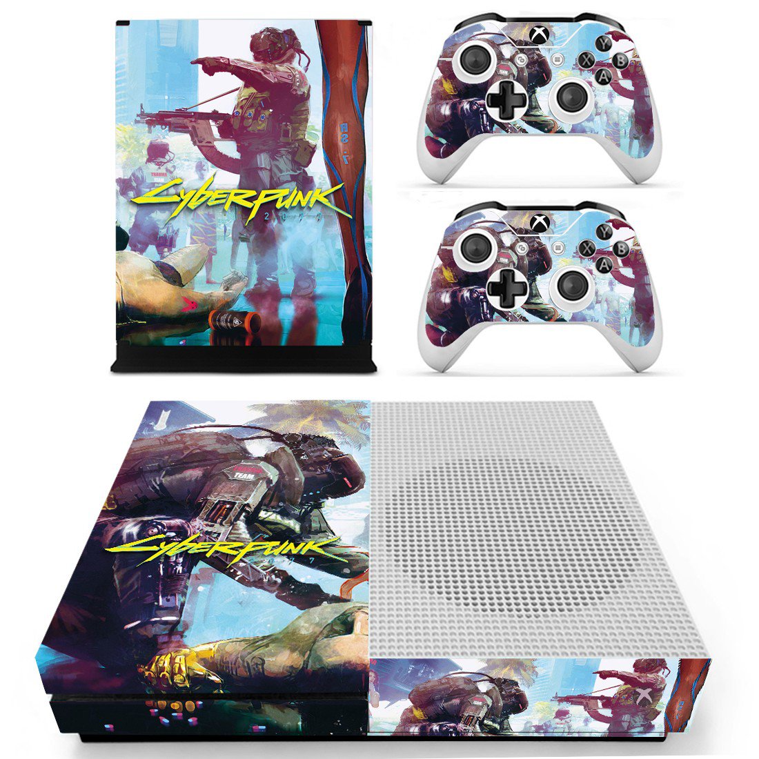 Cyberpunk 2077 decal skin for Xbox one S Console & Controllers