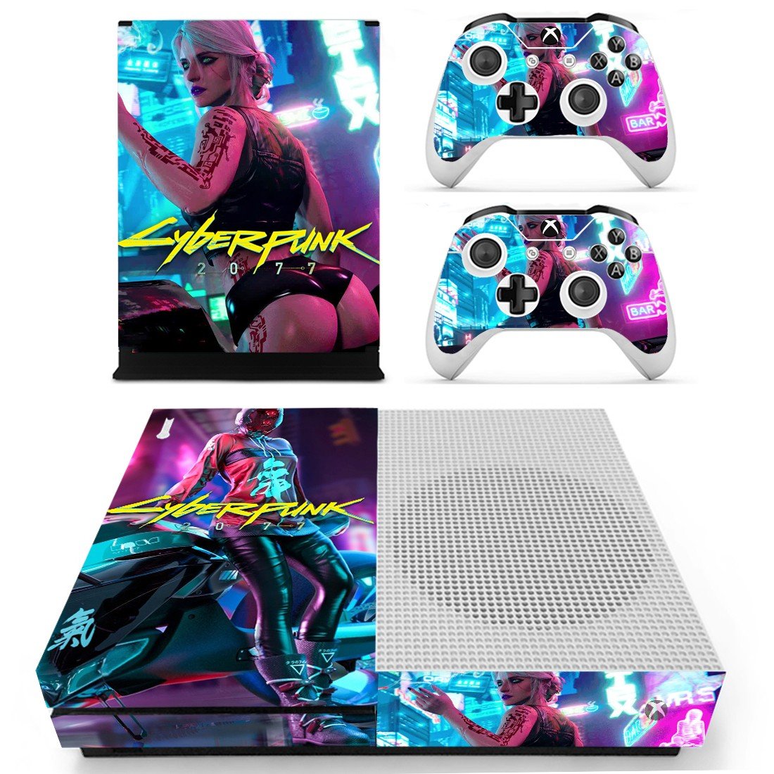 Cyberpunk 2077 decal skin for Xbox one S Console & Controllers