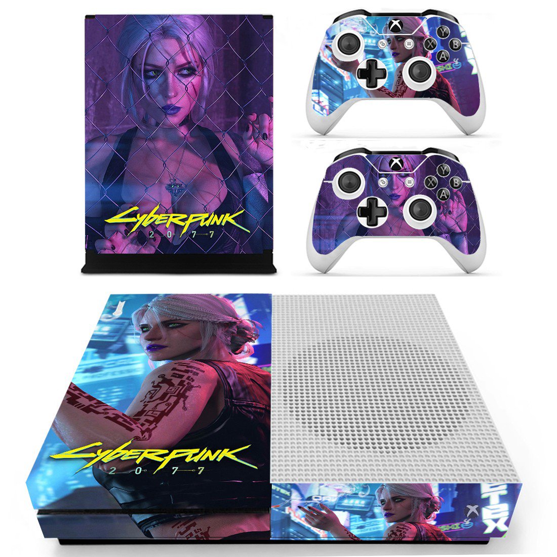 Cyberpunk 2077 decal skin for Xbox one S Console & Controllers