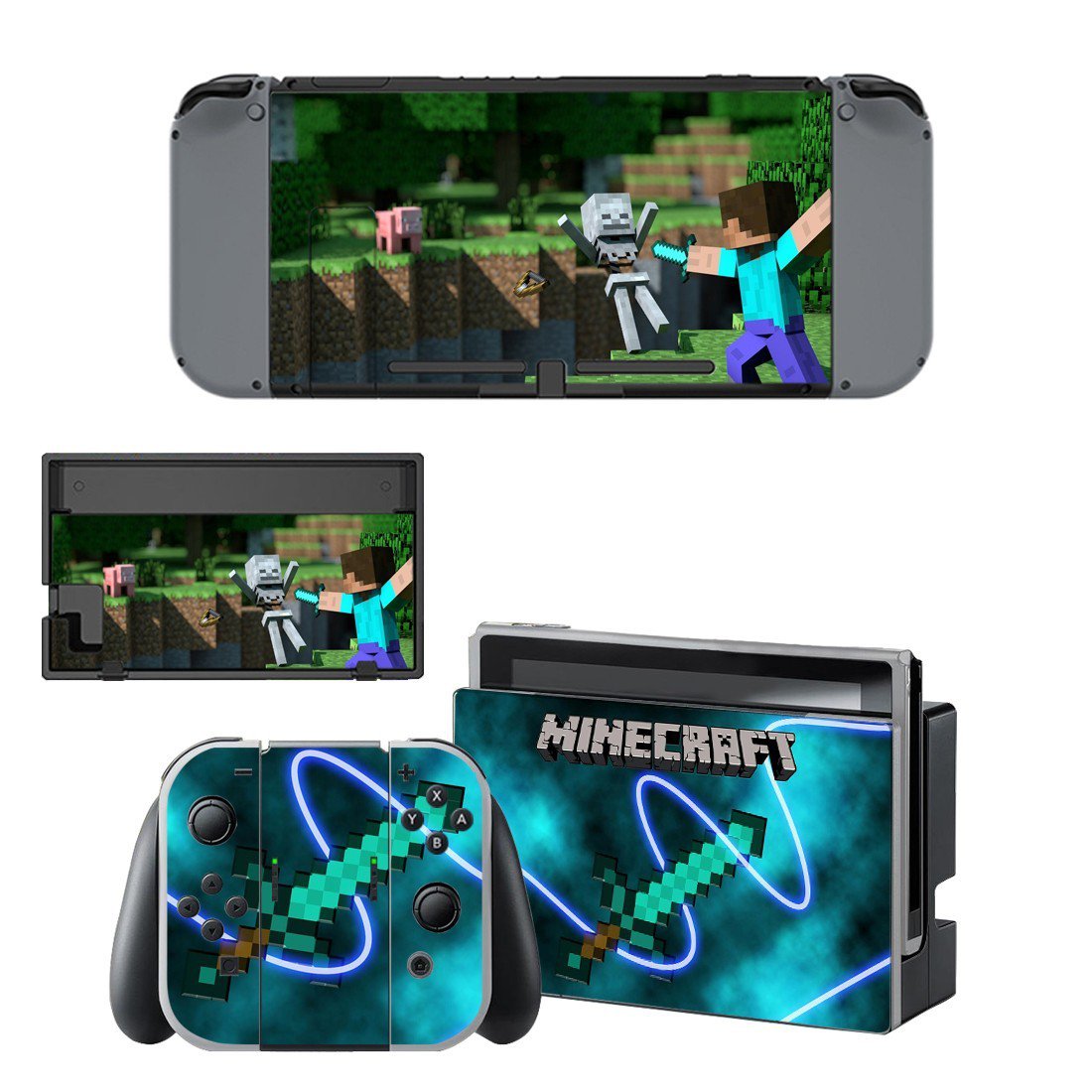 Minecraft decal skin for Nintendo Switch Console & Controllers