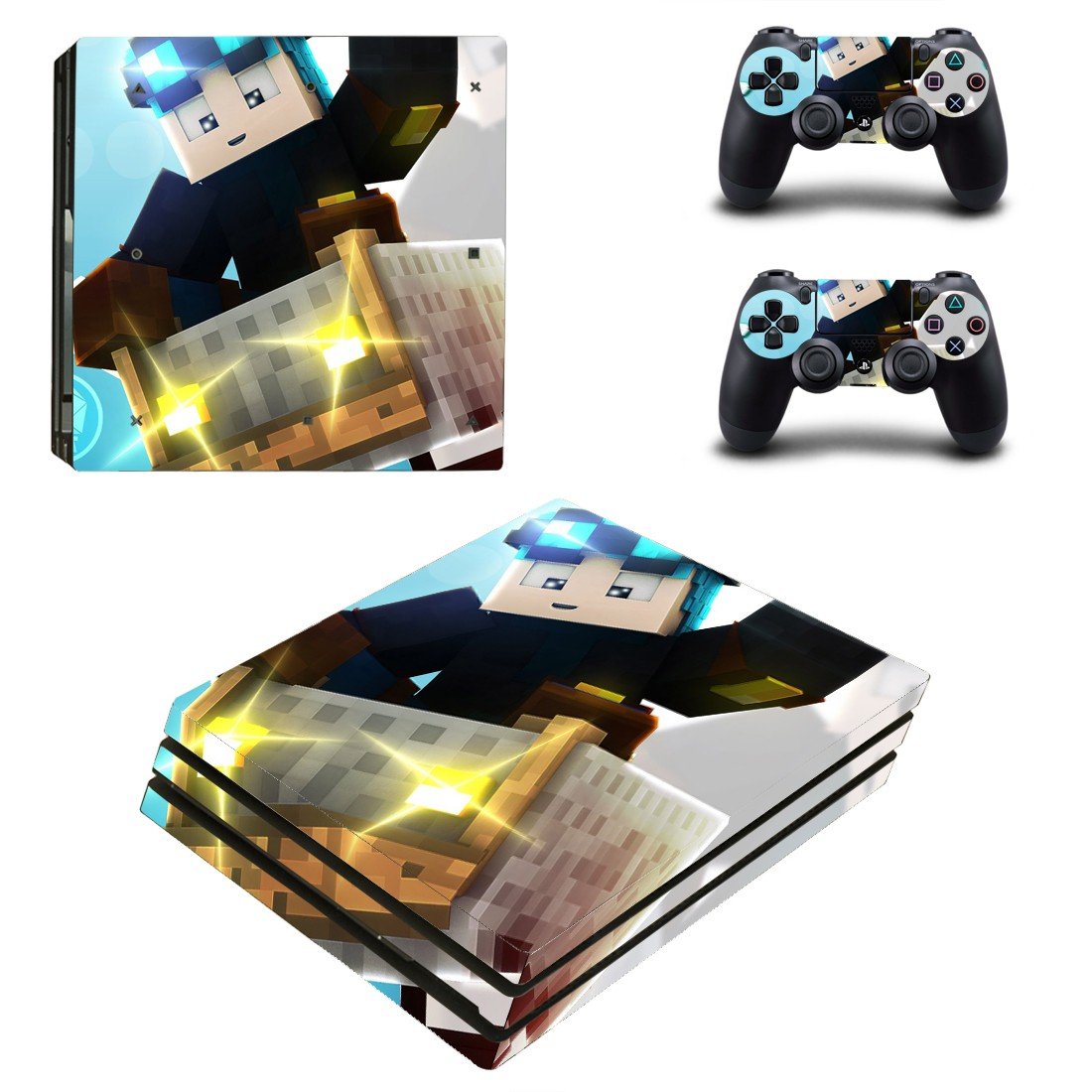 Minecraft decal skin for PS4 Pro Console & Controllers