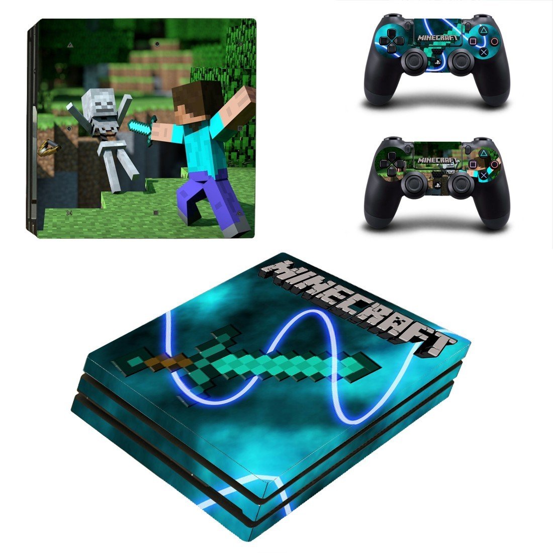 Minecraft decal skin for PS4 Pro Console & Controllers