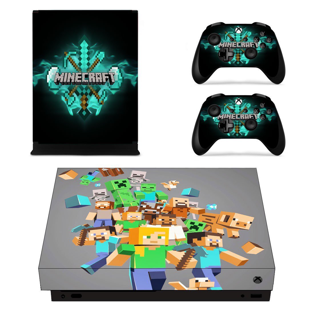 Minecraft decal skin for Xbox one X Console & Controllers