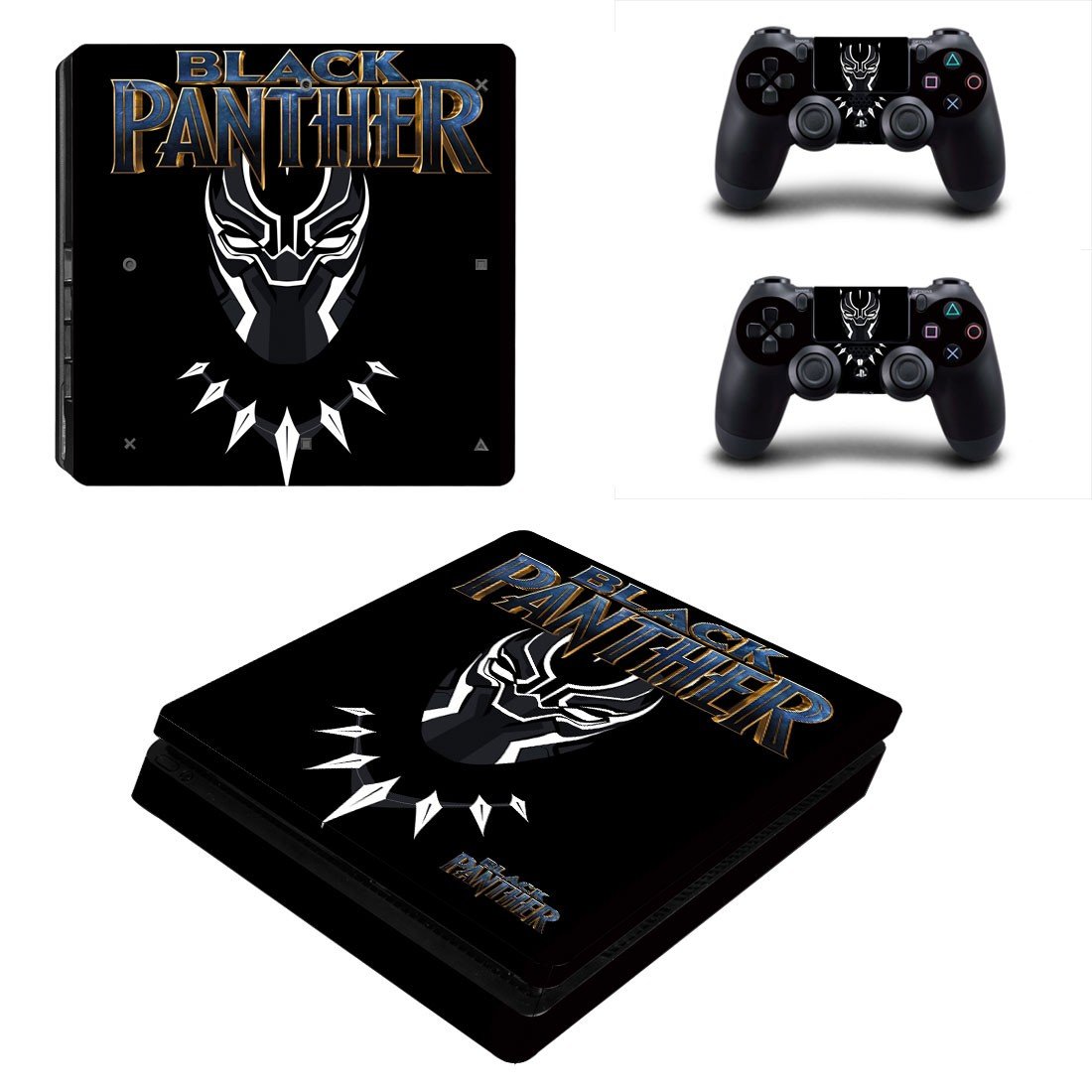 Black Panther decal skin for PS4 Slim Console & Controllers