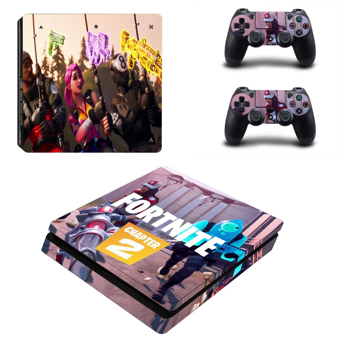 Fortnite decal skin for PS4 Slim Console & Controllers