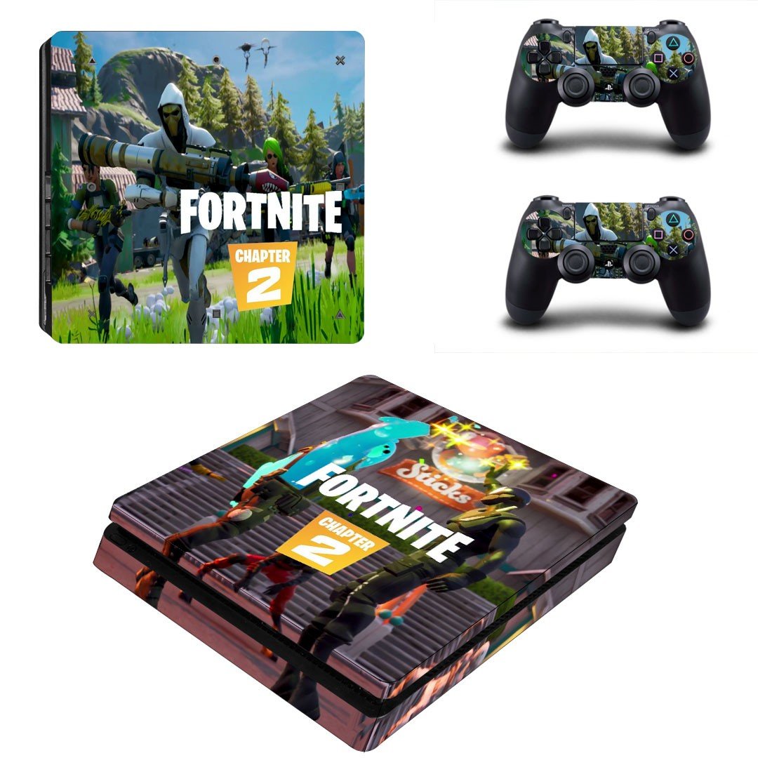 Fortnite decal skin for PS4 Slim Console & Controllers
