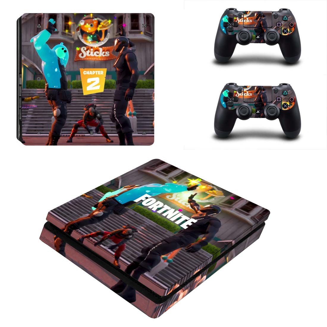 Fortnite decal skin for PS4 Slim Console & Controllers