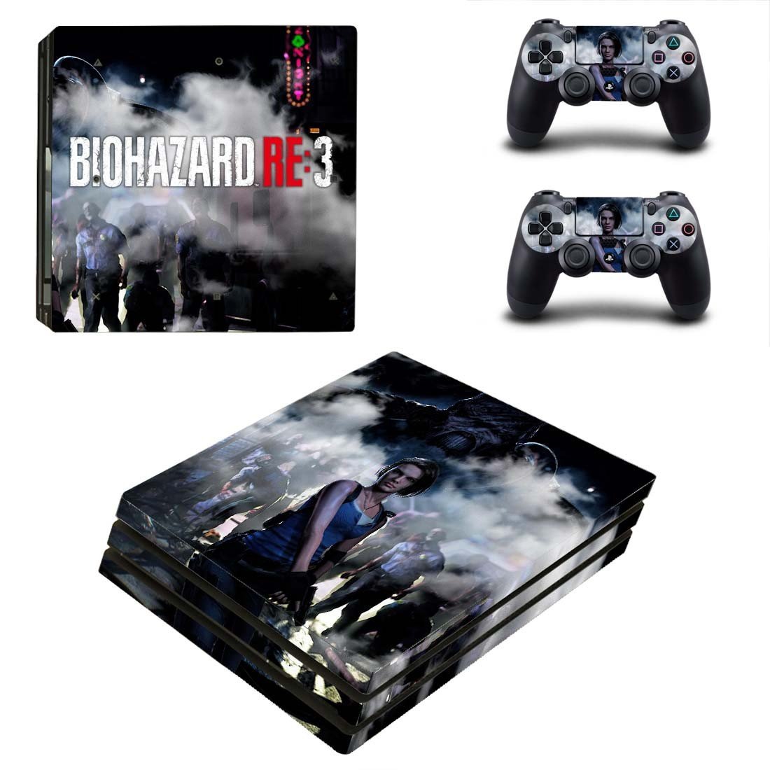 Biohazard RE3 decal skin for PS4 Pro Console & Controllers