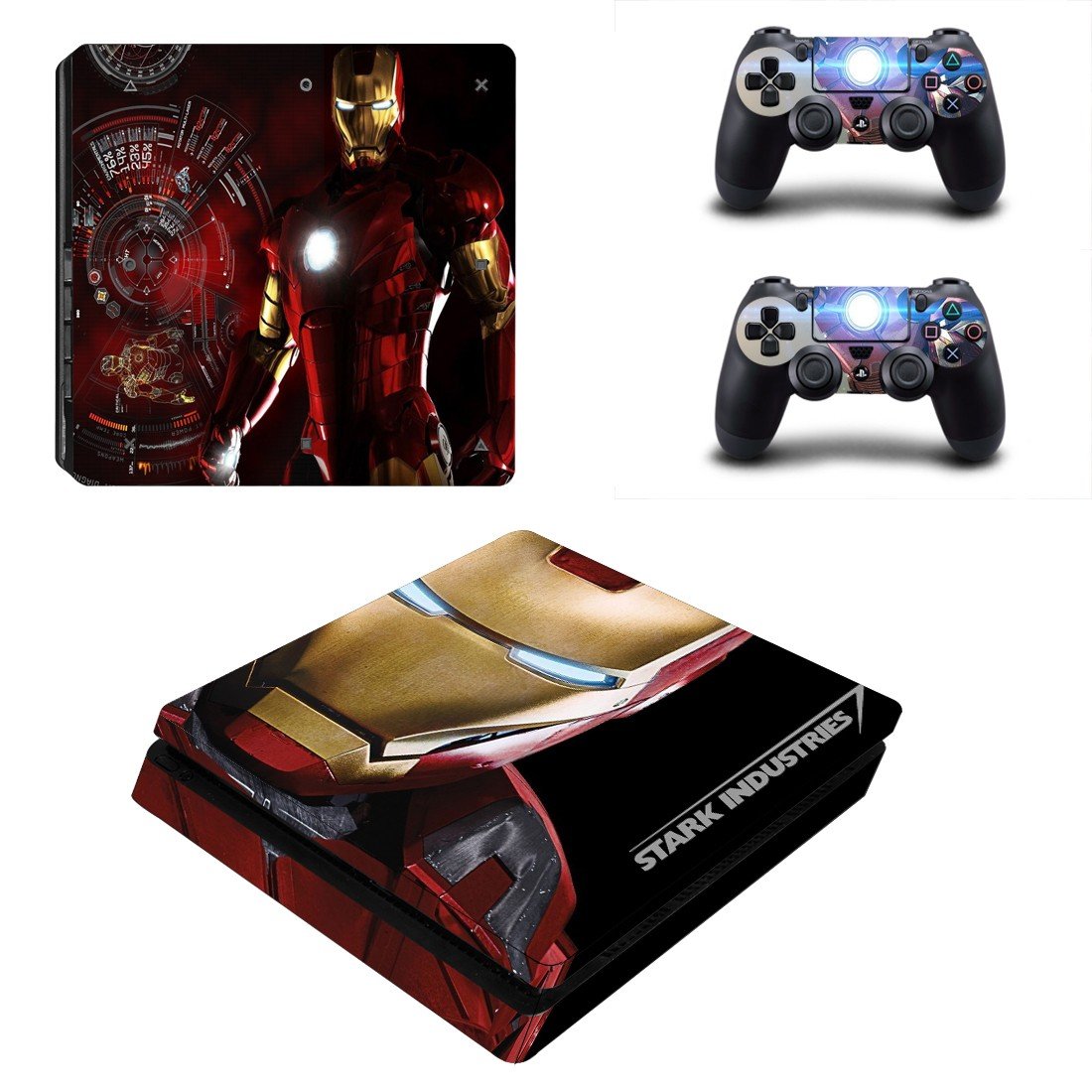 Ironman stark decal skin for PS4 Slim Console & Controllers