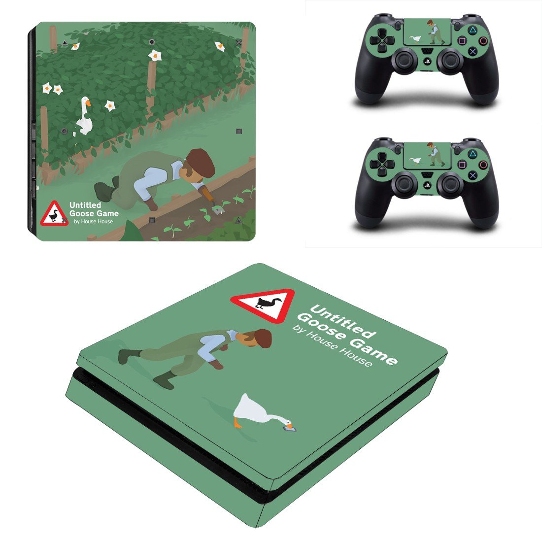 Untitled Goose Game decal skin for PS4 Slim Console & Controllers