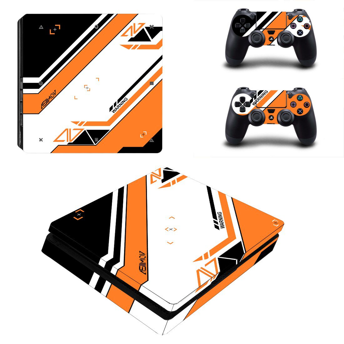 Asiimov warning decal skin for PS4 Slim Console & Controllers