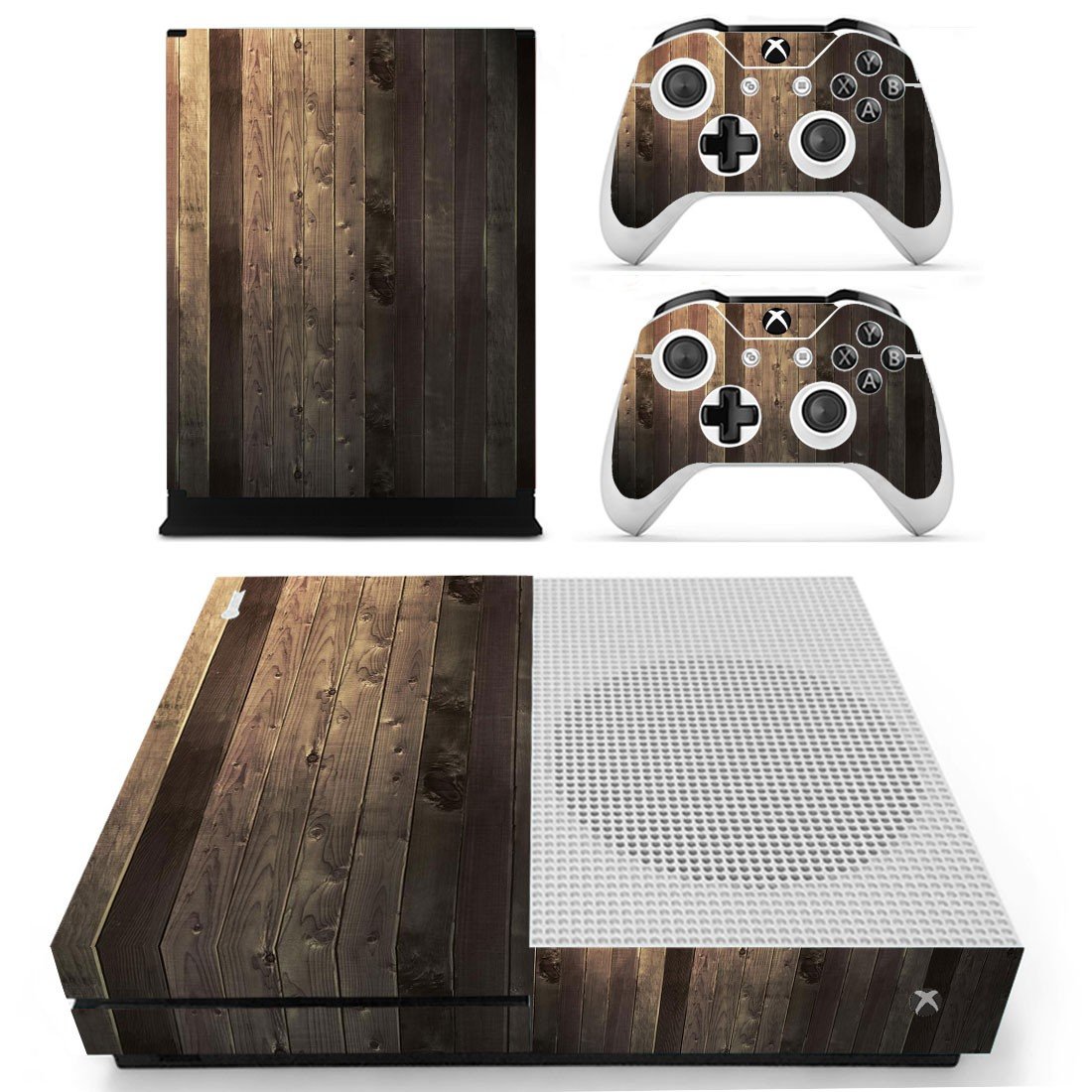 Wood Board decal skin for Xbox one S Console & Controllers