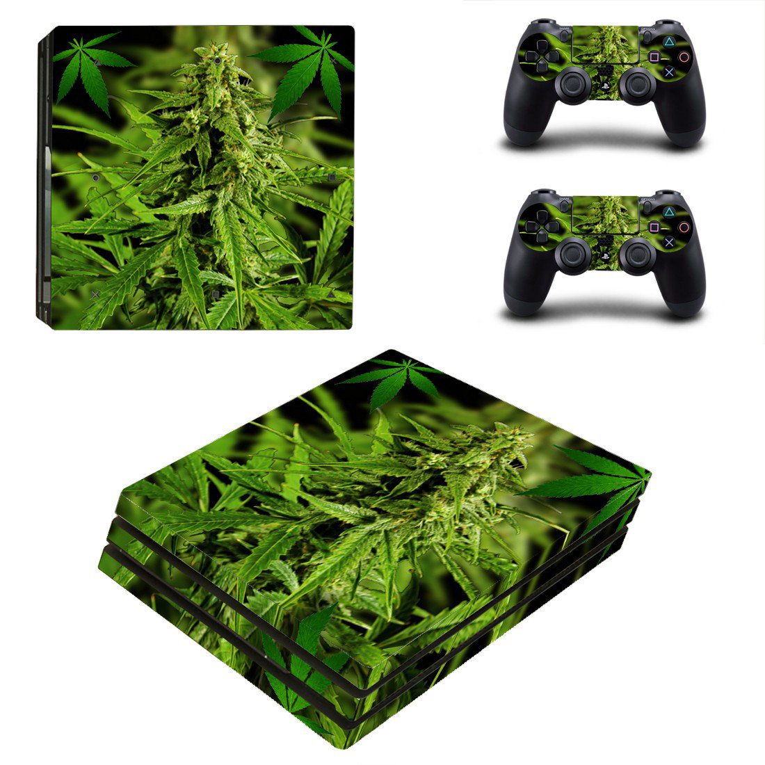 Weed leaf decal skin for PS4 Pro Console & Controllers
