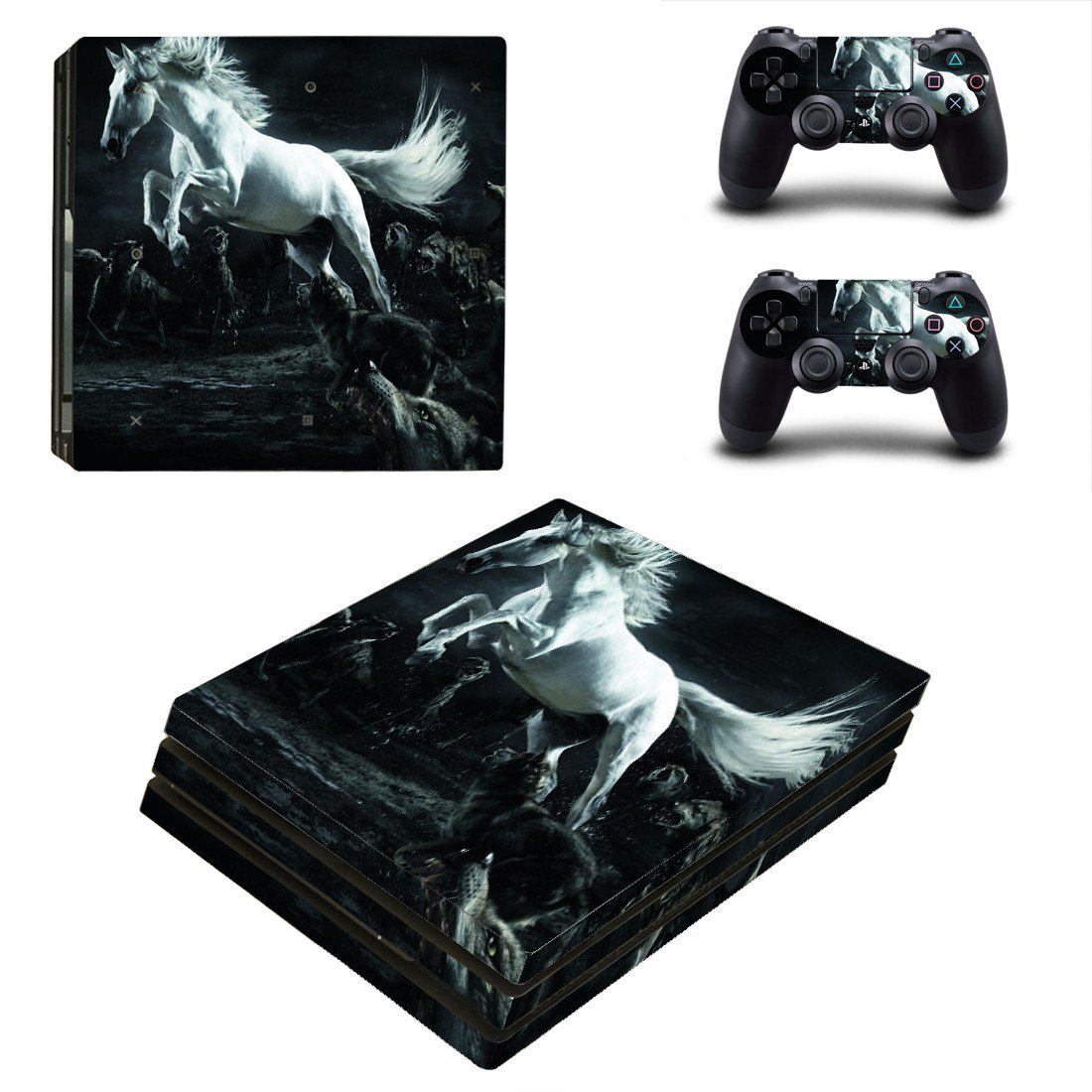 White Horse decal skin for PS4 Pro Console & Controllers