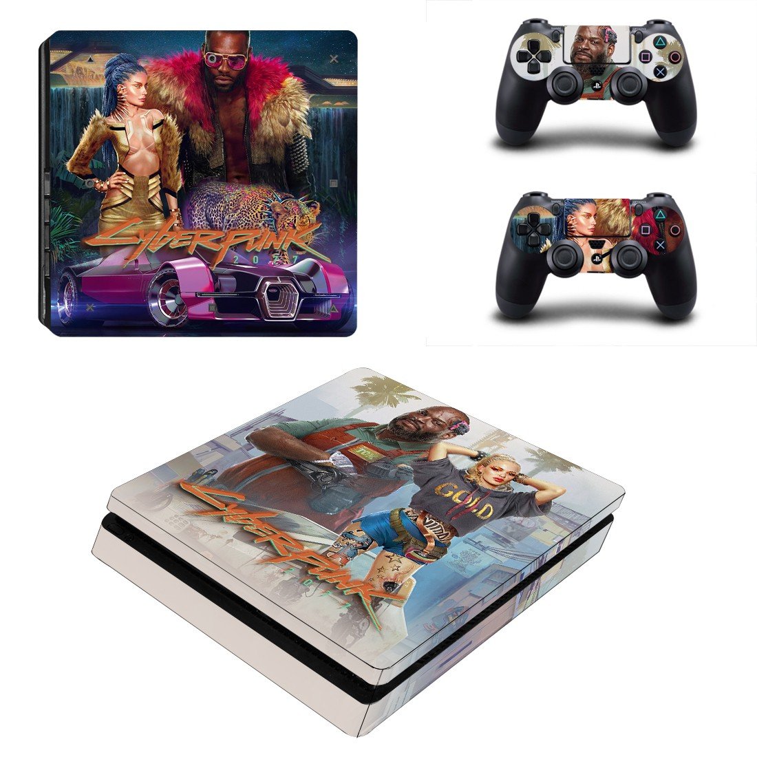 Cyberpunk 2077 decal skin for PS4 Slim Console & Controllers