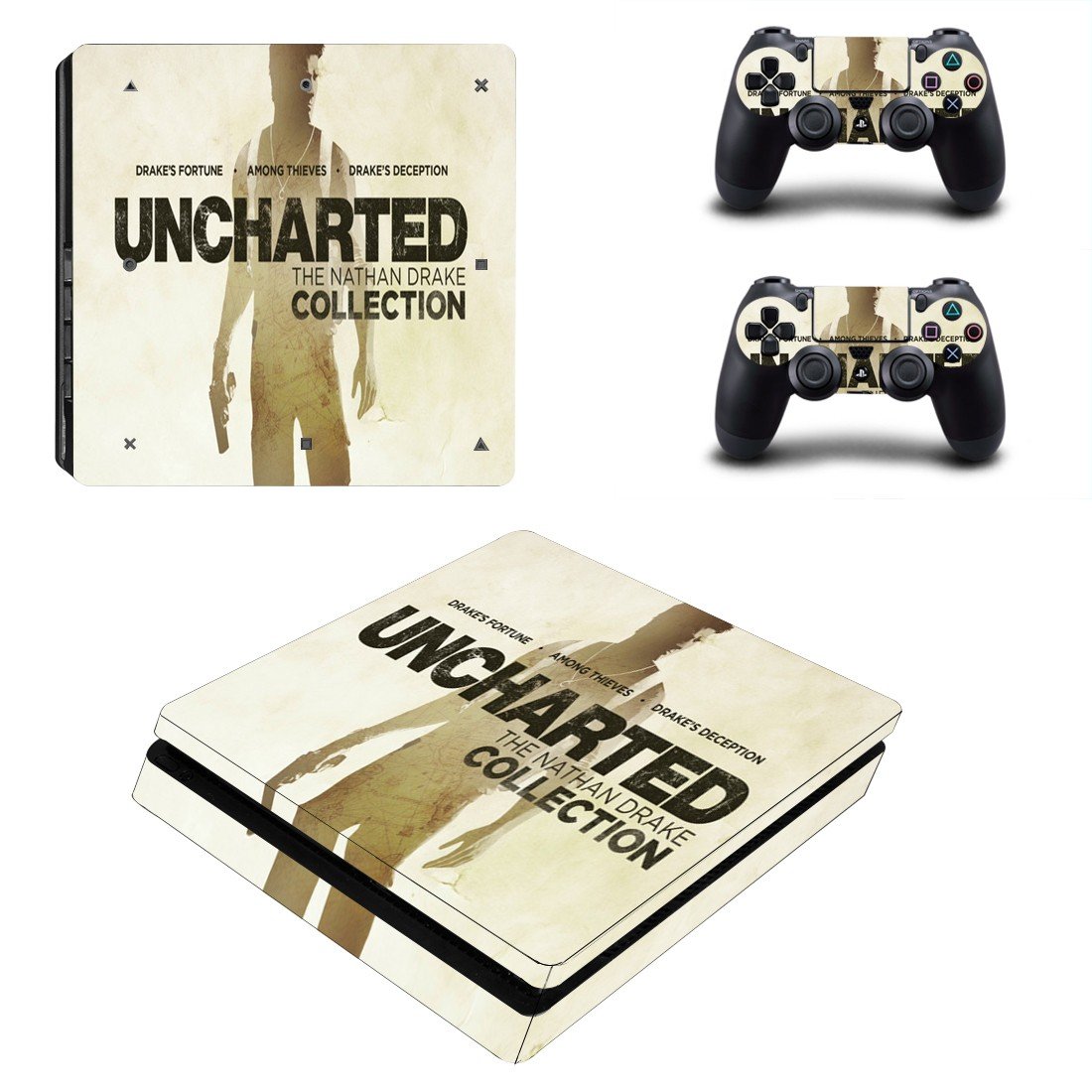 The Nathan Drake Collection decal skin for PS4 Slim Console & Controllers